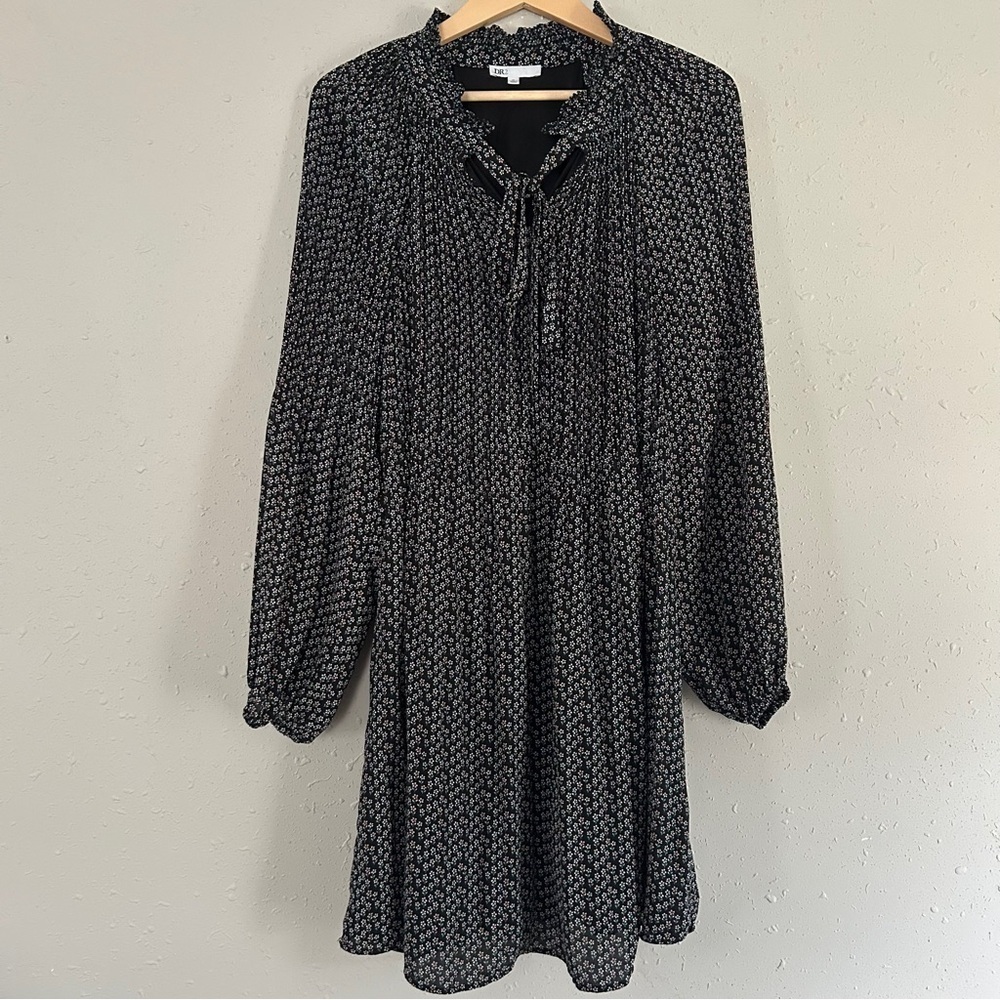 DR2 Black Pink Floral Long Sleeve Dress Comfy Casual Fall XL